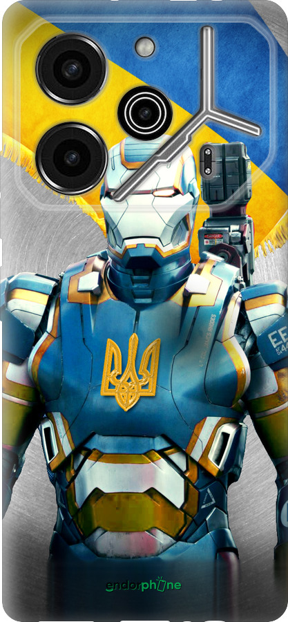 Силиконовый чехол Украинский киборг для Tecno Pova 6 Pro - 980u-3689 изображение 