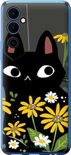 Силиконовый чехол Черный кот с цветами для Tecno Pova Neo 2 LG6n - 6448u-2968 изображение 
