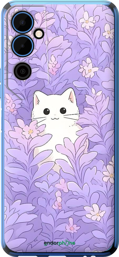 Силіконовий чехол Котик в цветах для Tecno Pova Neo 2 LG6n - 6390u-2968 изображение 
