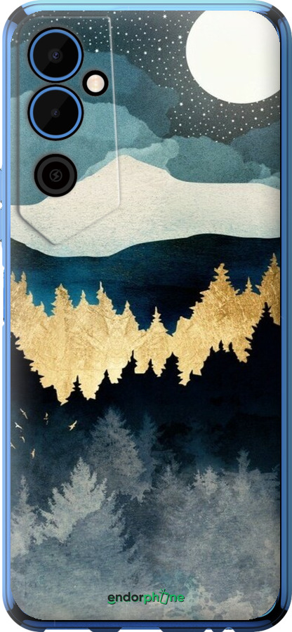 Силиконовый чехол Ночной пейзаж с лесом и горами для Tecno Pova Neo 2 LG6n - 6493u-2968 изображение 