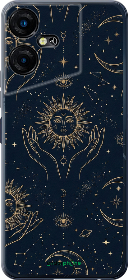 Силиконовый чехол Celestial Harmony: Sun & Moon Gold Mystic Pattern для Tecno POVA NEO 3 - 6778u-3140 изображение 