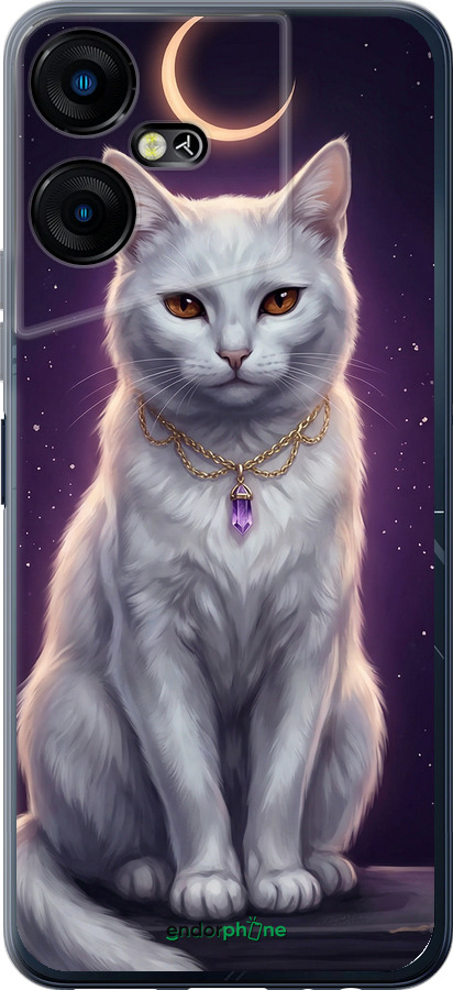 Силиконовый чехол Mystic White Cat Gothic Dark Purple Gold для Tecno POVA NEO 3 - 6805u-3140 изображение 