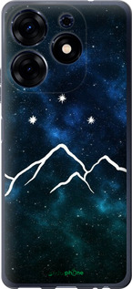 Силиконовый чехол Горы и звезды нарисованы на фоне галактики для Tecno Spark 10 Pro - 6490u-3022 изображение 