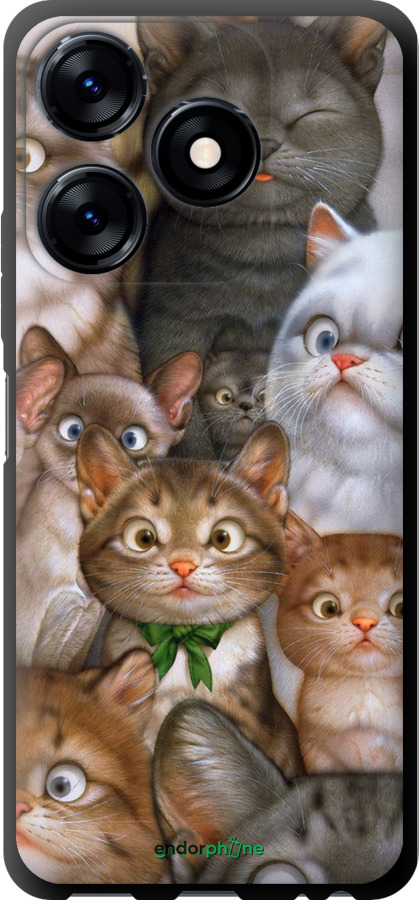 

TPU чорний чохол "Коти" для Tecno Spark 10