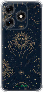 Силикон с усиленными углами чехол Celestial Harmony: Sun & Moon Gold Mystic Pattern для Tecno Spark 10C - 6778sp-3116 изображение 
