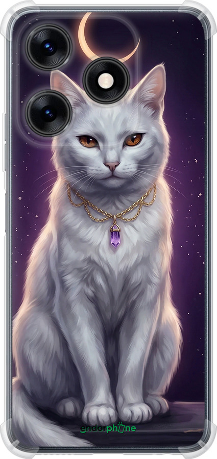 Силикон с усиленными углами чехол Mystic White Cat Gothic Dark Purple Gold для Tecno Spark 10 - 6805sp-3023 изображение 