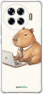 Силикон с усиленными углами чехол Funny Capybara CEO Working для Tecno Spark 20 Pro+ - 6777sp-3663 изображение 