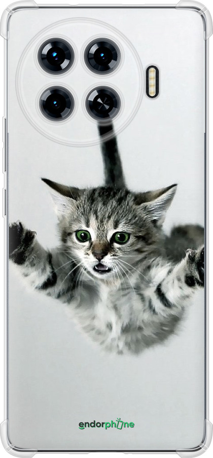Силикон с усиленными углами чехол Летящий котёнок для Tecno Spark 20 Pro+ - 2322sp-3663 изображение 