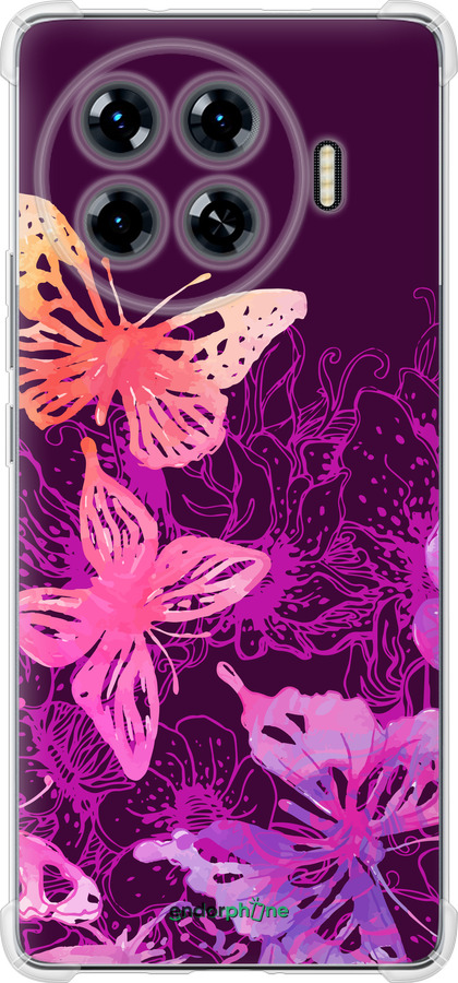 Силикон с усиленными углами чехол Бабочки v2 для Tecno Spark 20 Pro+ - 5475sp-3663 изображение 