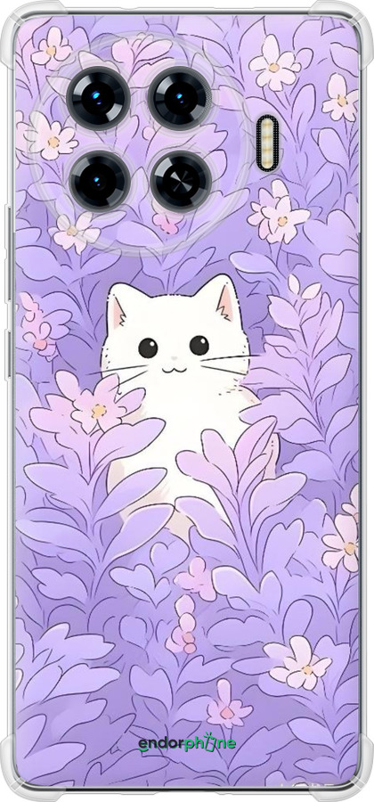 Силикон с усиленными углами чехол Котик в цветах для Tecno Spark 20 Pro+ - 6390sp-3663 изображение 