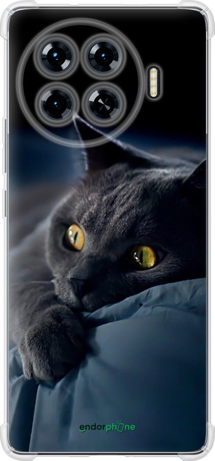 Силикон с усиленными углами чехол Дымчатый кот для Tecno Spark 20 Pro+ - 825sp-3663 изображение 