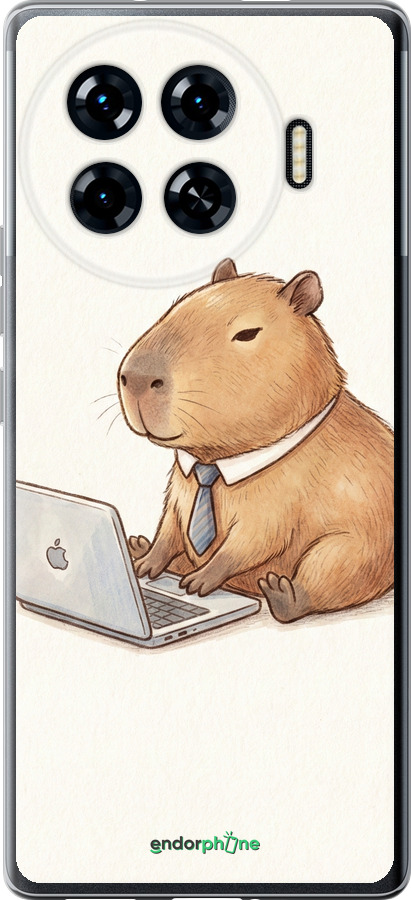 Силиконовый чехол Funny Capybara CEO Working для Tecno Spark 20 Pro+ - 6777u-3663 изображение 