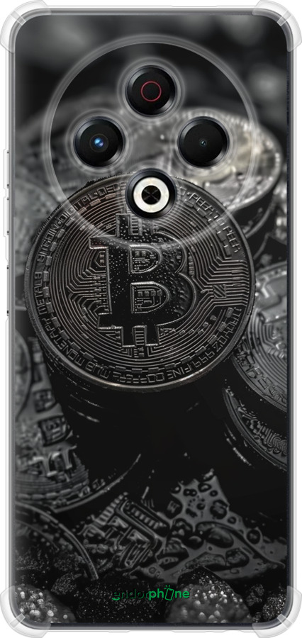 Силіконовий протиударний с посиленими кутами чехол Black Bitcoin для Tecno Spark 30 4G - 6090sp-3894 изображение 