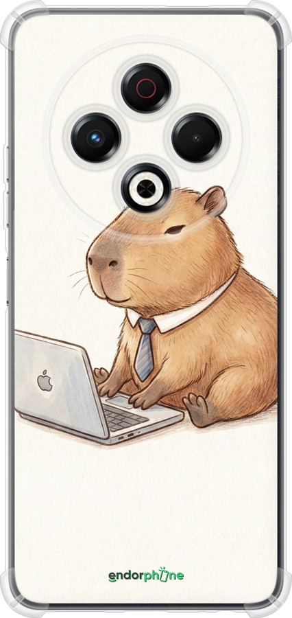 Силіконовий протиударний с посиленими кутами чехол Funny Capybara CEO Working для Tecno Spark 30 4G - 6777sp-3894 изображение 
