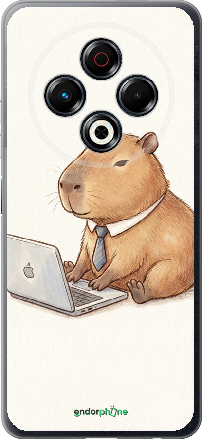 Силиконовый чехол Funny Capybara CEO Working для Tecno Spark 30 4G - 6777u-3894 изображение 