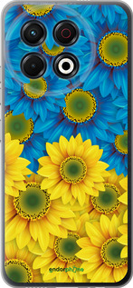 Силиконовый чехол Жёлто-голубые цветы для Tecno Spark 30 Pro 4G - 1048u-3895 изображение 