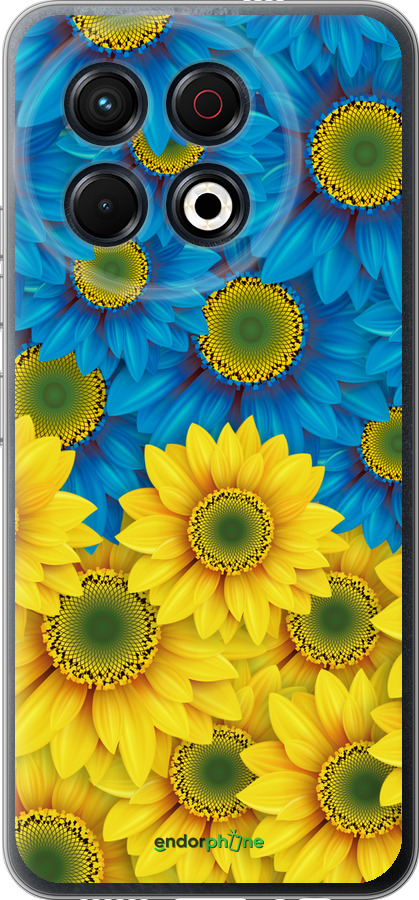 Силиконовый чехол Жёлто-голубые цветы для Tecno Spark 30 Pro 4G - 1048u-3895 изображение 