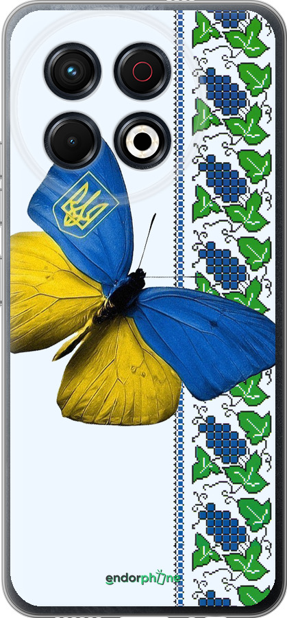 Силиконовый чехол Желто-голубая бабочка для Tecno Spark 30 Pro 4G - 1054u-3895 изображение 