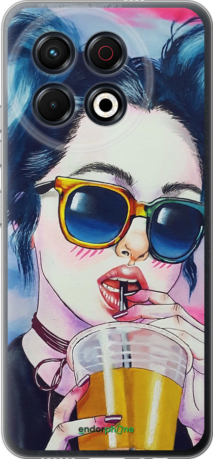 Силиконовый чехол Арт-девушка в очках для Tecno Spark 30 Pro 4G - 3994u-3895 изображение 
