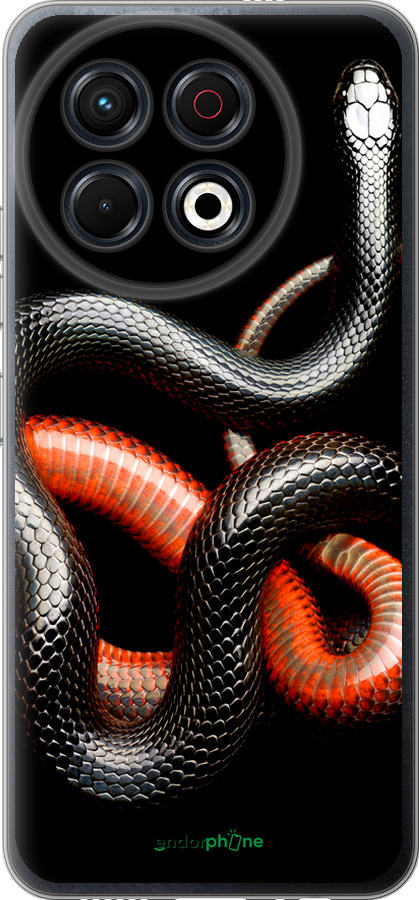 Силіконовий чехол Червоно-чорна змія на чорному фоні для Tecno Spark 30 Pro 4G - 4063u-3895 изображение 