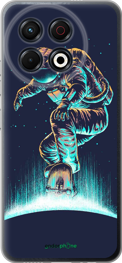 Силиконовый чехол Космонавт на скейтборде для Tecno Spark 30 Pro 4G - 4145u-3895 изображение 