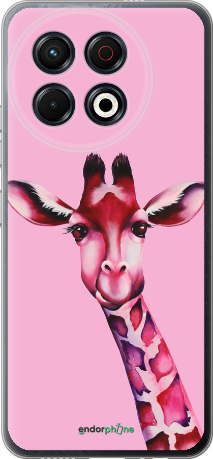 Силиконовый чехол Розовая жирафа для Tecno Spark 30 Pro 4G - 4441u-3895 изображение 