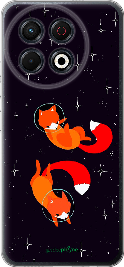 Силиконовый чехол Лисички в космосе для Tecno Spark 30 Pro 4G - 4519u-3895 изображение 