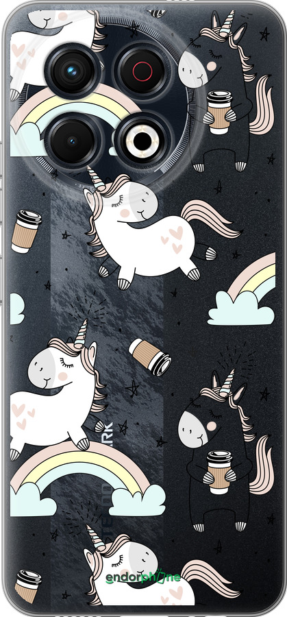 Силиконовый чехол Единорог и кофе для Tecno Spark 30 Pro 4G - 4661u-3895 изображение 