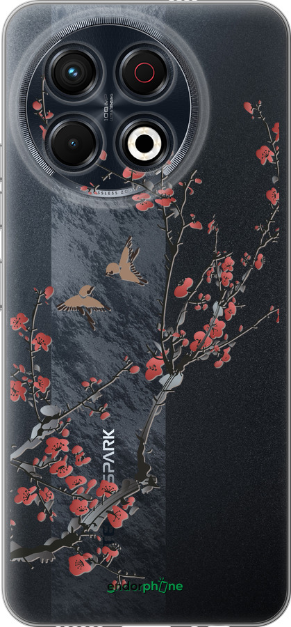 Силиконовый чехол Сакура v2 для Tecno Spark 30 Pro 4G - 5538u-3895 изображение 