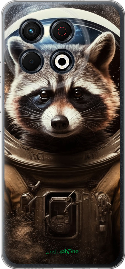 Силиконовый чехол Raccoon austronaut для Tecno Spark 30 Pro 4G - 5581u-3895 изображение 