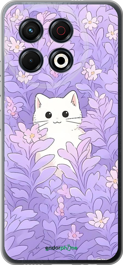 Силиконовый чехол Котик в цветах для Tecno Spark 30 Pro 4G - 6390u-3895 изображение 