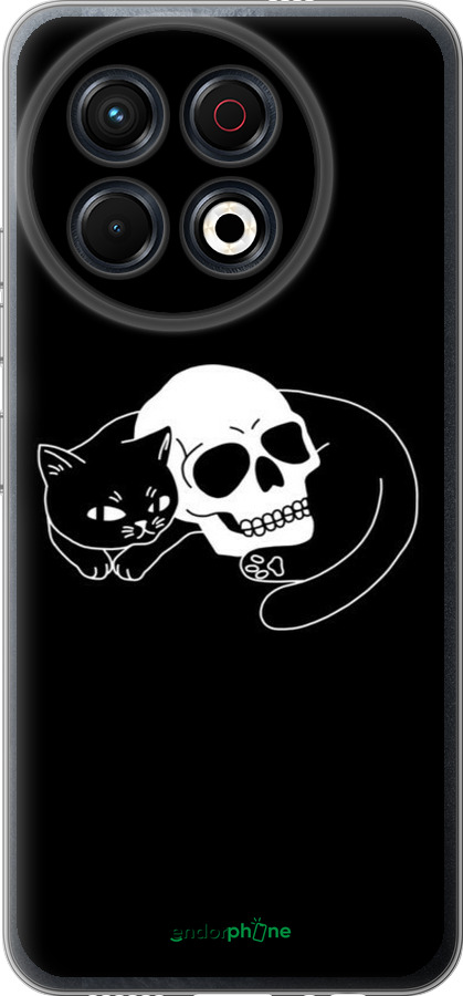 Силиконовый чехол С изображением кота и черепа для Tecno Spark 30 Pro 4G - 6491u-3895 изображение 