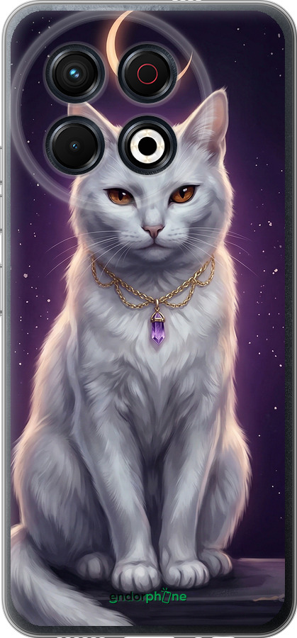 Силиконовый чехол Mystic White Cat Gothic Dark Purple Gold для Tecno Spark 30 Pro 4G - 6805u-3895 изображение 