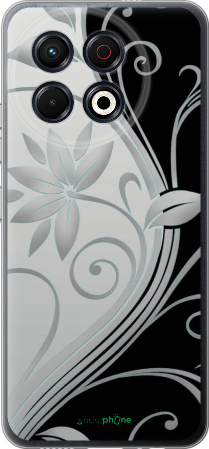 Силиконовый чехол Цветы на чёрно-белом фоне для Tecno Spark 30 Pro 4G - 840u-3895 изображение 