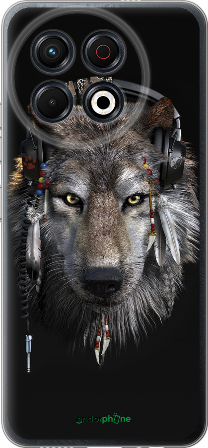 Силиконовый чехол Волк-меломан для Tecno Spark 30 Pro 4G - 875u-3895 изображение 