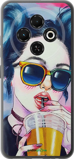Силиконовый чехол Арт-девушка в очках для Tecno Spark 30C - 3994u-3821 изображение 