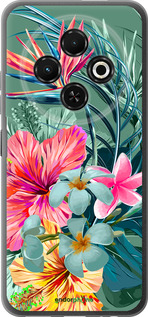 Силиконовый чехол Тропические цветы v1 для Tecno Spark 30C - 4667u-3821 изображение 