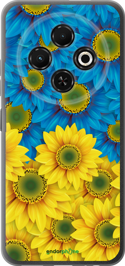 Силиконовый чехол Жёлто-голубые цветы для Tecno Spark 30C - 1048u-3821 изображение 