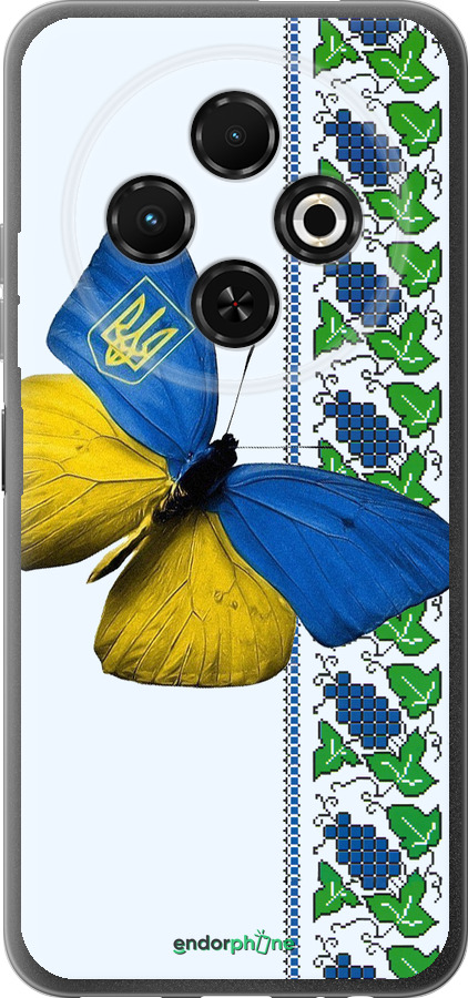 Силіконовий чехол Жовто-блакитний метелик  для Tecno Spark 30C - 1054u-3821 изображение 