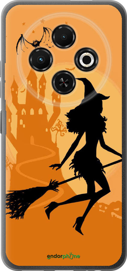 Силиконовый чехол Ведьма на метле для Tecno Spark 30C - 1184u-3821 изображение 