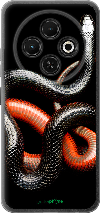 Силиконовый чехол Красно-черная змея на черном фоне для Tecno Spark 30C - 4063u-3821 изображение 