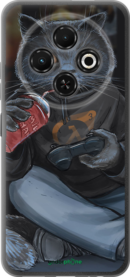 Силиконовый чехол gamer cat для Tecno Spark 30C - 4140u-3821 изображение 