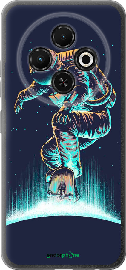 Силиконовый чехол Космонавт на скейтборде для Tecno Spark 30C - 4145u-3821 изображение 