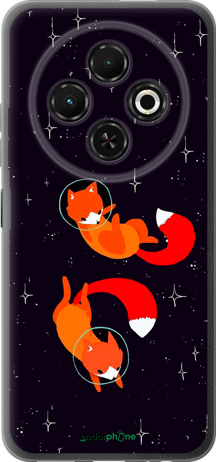 Силиконовый чехол Лисички в космосе для Tecno Spark 30C - 4519u-3821 изображение 