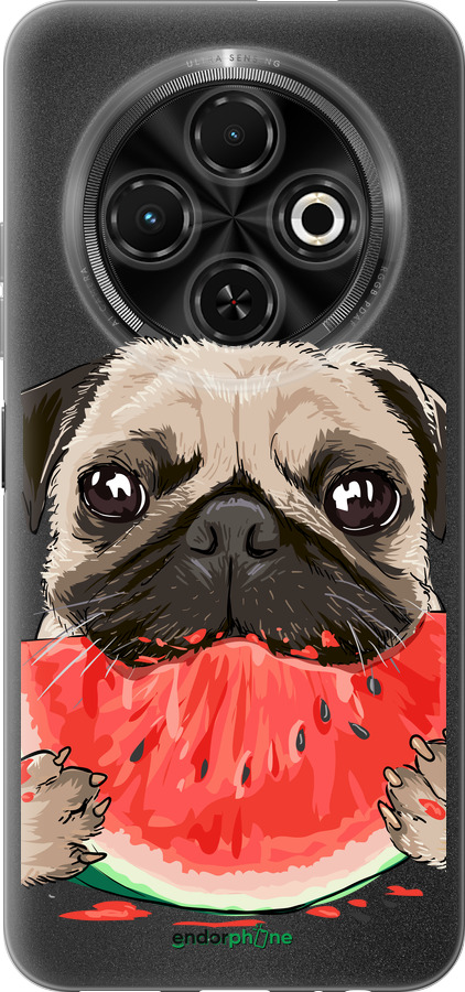 Силиконовый чехол Мопс и арбуз для Tecno Spark 30C - 4665u-3821 изображение 