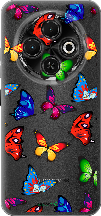 Силиконовый чехол Красочные мотыльки для Tecno Spark 30C - 4761u-3821 изображение 
