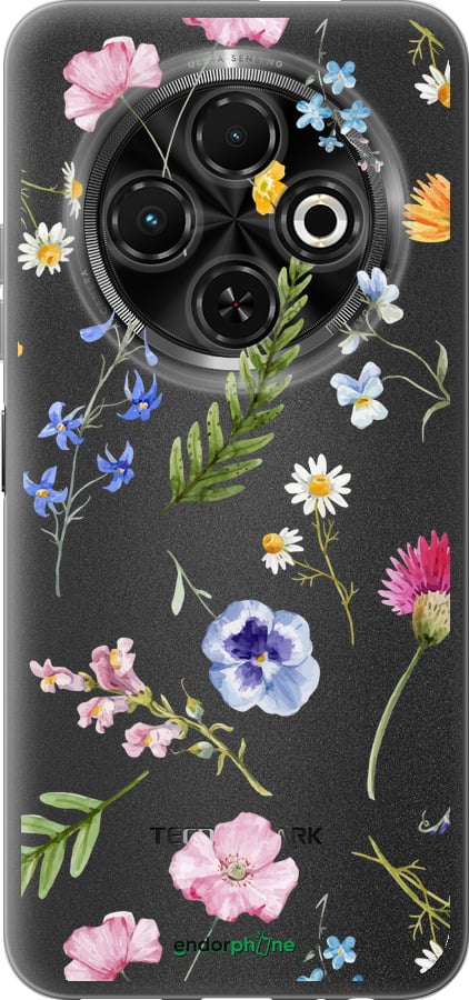 Силиконовый чехол Цветочный фон v2 для Tecno Spark 30C - 5472u-3821 изображение 