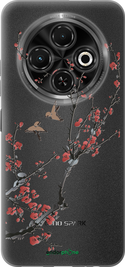 Силиконовый чехол Сакура v2 для Tecno Spark 30C - 5538u-3821 изображение 