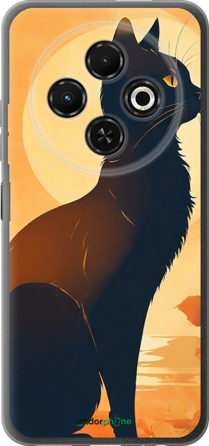 Силиконовый чехол Черная кошка v2 для Tecno Spark 30C - 5830u-3821 изображение 
