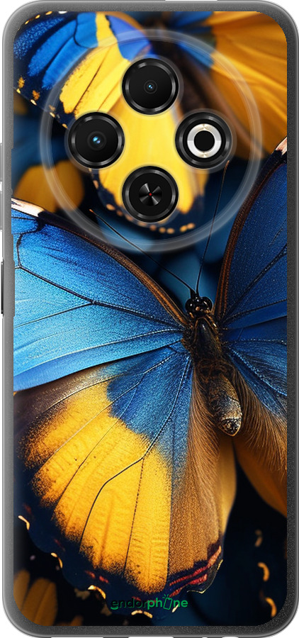 Силиконовый чехол Желто-голубые бабочки для Tecno Spark 30C - 6046u-3821 изображение 
